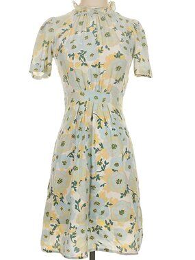 Sandro floral print mock neck silk dress EU38 US6